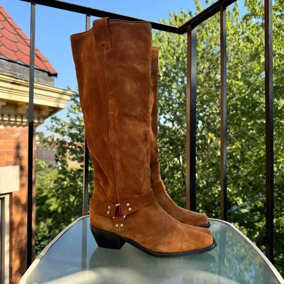 Free People Shoes - New Free People Brown Suede Boots Lockhart Harness Knee High Tall Buckle Shoes
